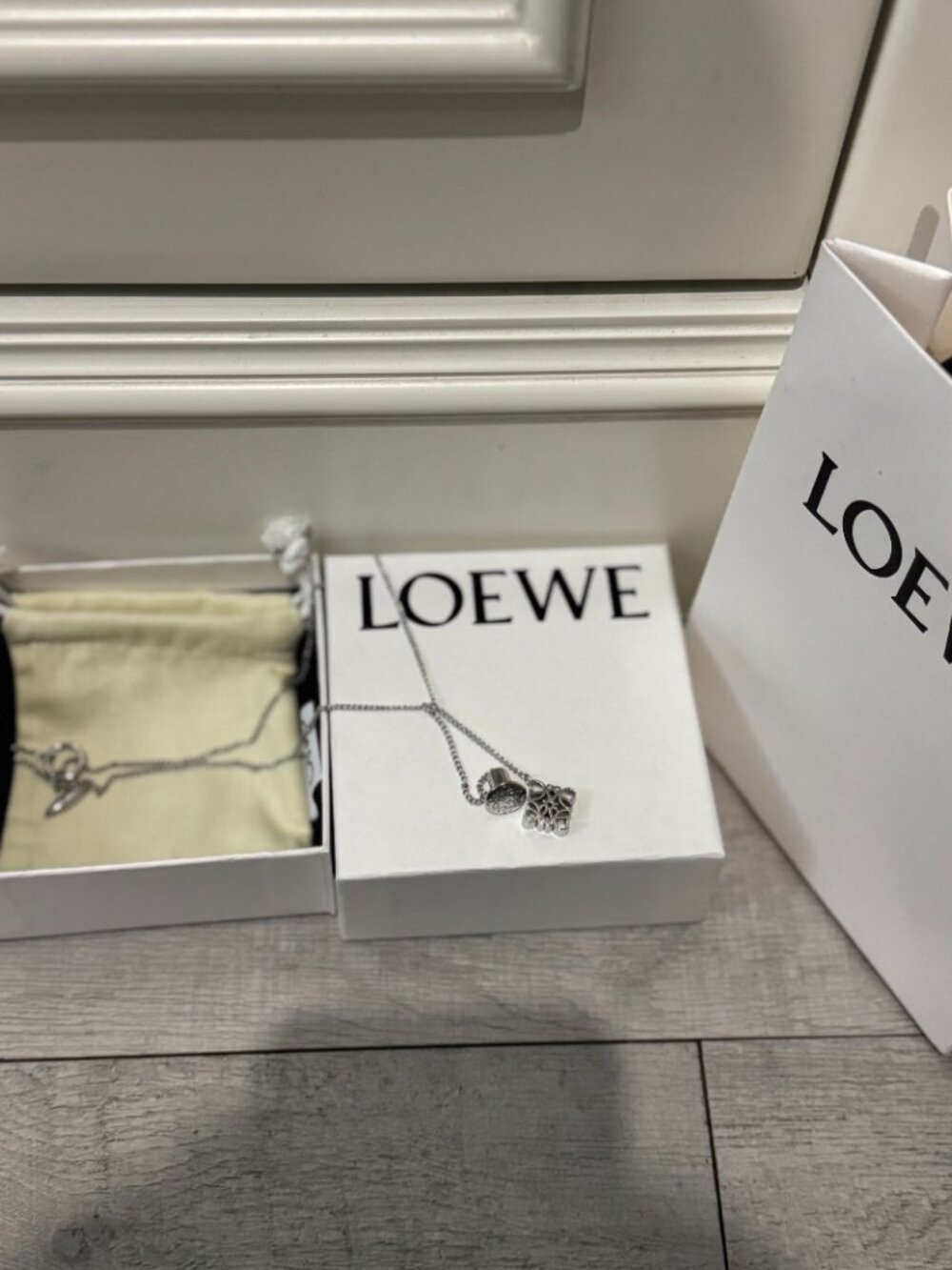 Brand new silver LOEWE necklace